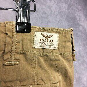 Polo RL Mens Surplus Cargo Shorts‎ size 36 Brown Lightweight Cotton Fatigues
